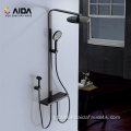 China Matte Black Bathroom Wall Mounted Thermostatic Hot Cold Brass Mixer 2022 Luxury Shower Faucet Set rain Incorporated Supplier